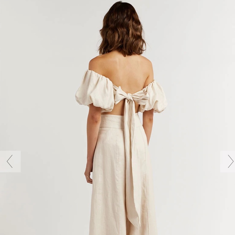DISSH Aisle Edit Pearl Linen Bow Crop Top